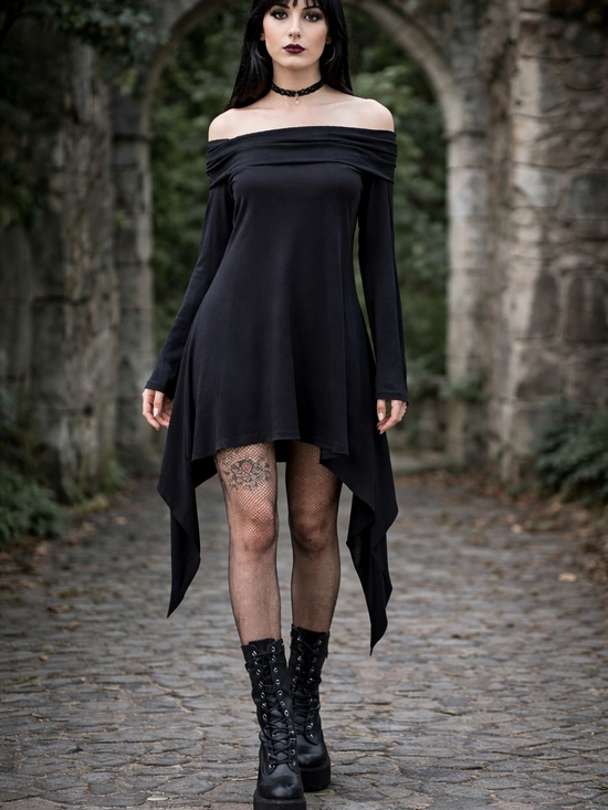 Killstar Dresses & Skirts - Killstar Ribbed Off-Shoulder Asymmetrical Top Or Dress – Size XL (New With Tags)